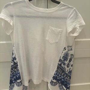 Sacai T-shirt, White/Blue, Cotton/Linen, Size 1